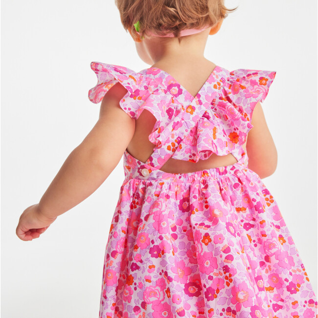新品　Jacadi × LIBERTY 花柄　フリル　ワンピース　ピンク　4A Baby Girl Liberty Fabric Dress, Pink & Multicolours - Jacadi