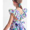 Girl Gathered Waist Halter Dress, White & Multicolours - Dresses - 7