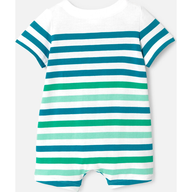 Baby Boy Striped Romper, White & Multicolours - Rompers - 2