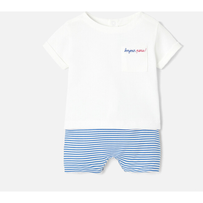 Baby Boy Shorts Set, White & Blue