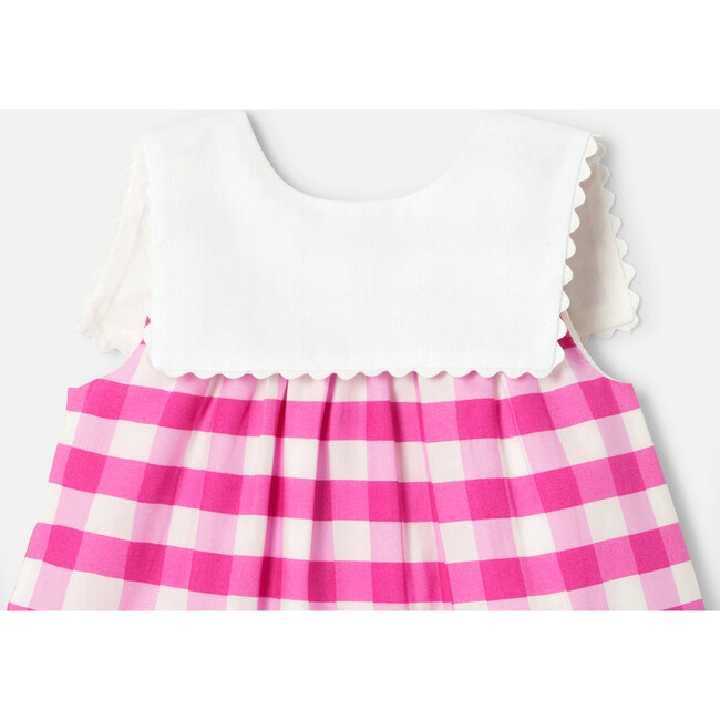 Baby Girl Gingham Dress, White & Pink - Dresses - 3