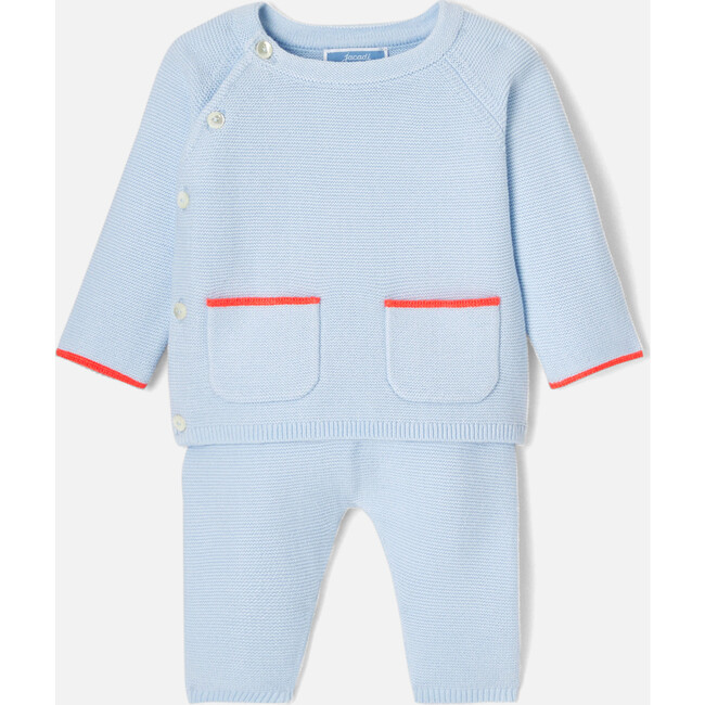 Baby Boy Garter Stitch Set, Pale Blue