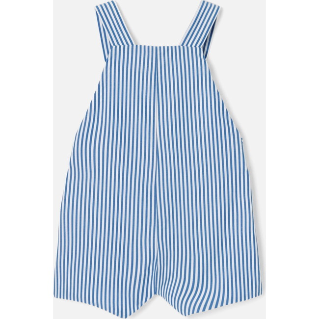 Baby Boy Short Overalls, Blue & White - Overalls - 2