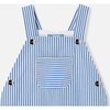 Baby Boy Short Overalls, Blue & White - Overalls - 3
