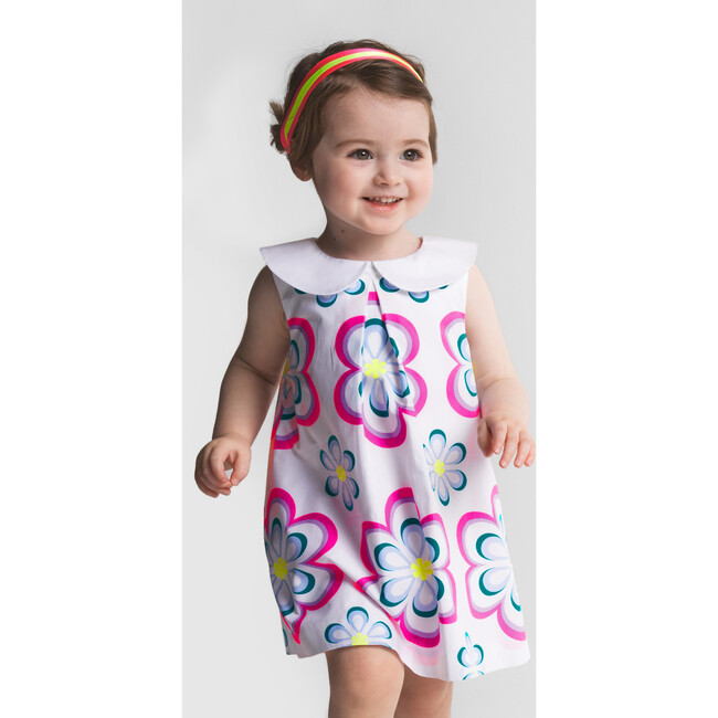 Baby Girl Ceremony Dress, White & Multicolours - Dresses - 6