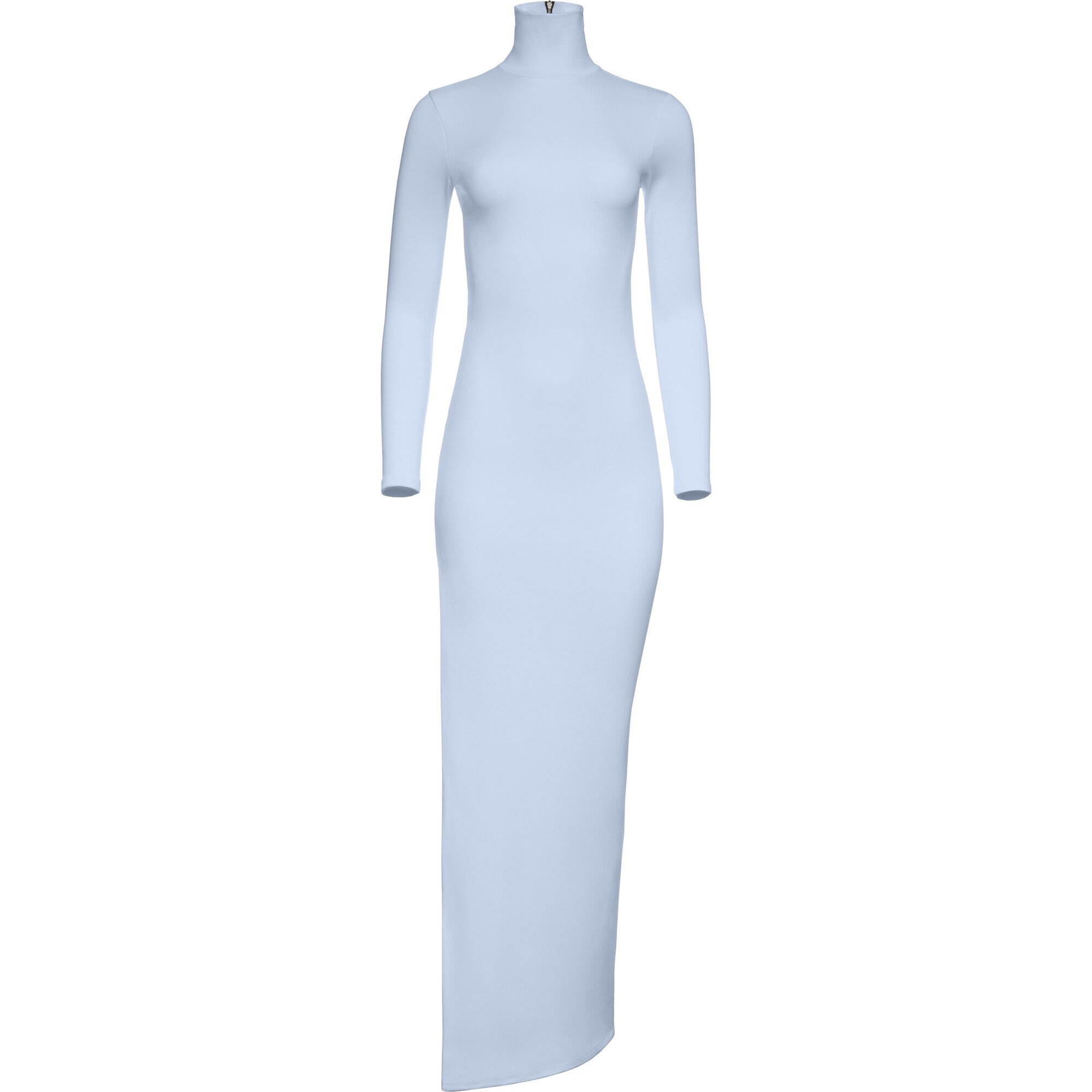 Women s Monica Turtleneck Long Sleeve Leg Slit Maternity Maxi Dress Blue Bumpsuit Maternity Shop Maisonette