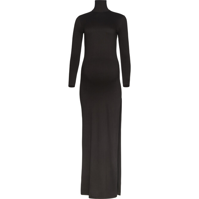 Women's Monica Turtleneck Long-Sleeve Leg-Slit Maternity Maxi Dress, Black