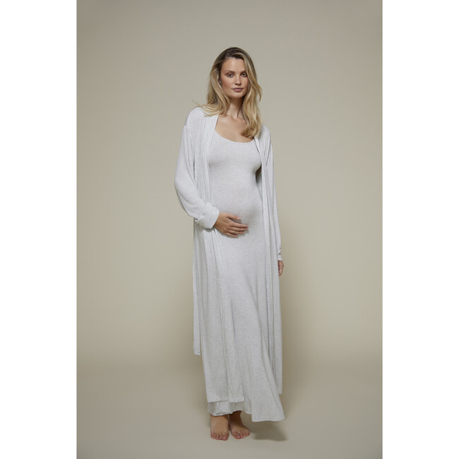 Women's Cloud Lounge Maternity Robe, Heather Grey - Loungewear - 4
