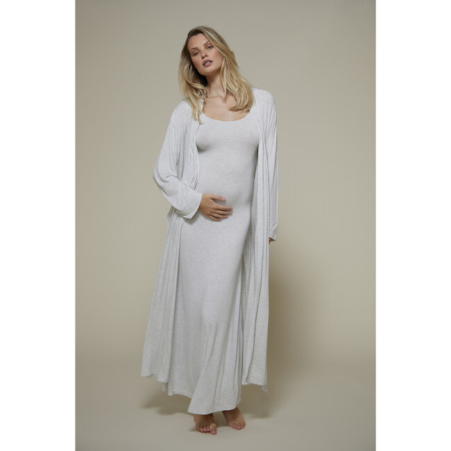 Women's Cloud Lounge Maternity Robe, Heather Grey - Loungewear - 6