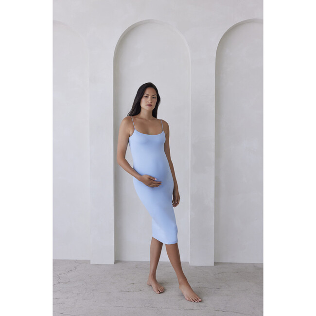 Women's Brigitte Lightweight Maternity Midi Dress, Blue - Dresses - 2