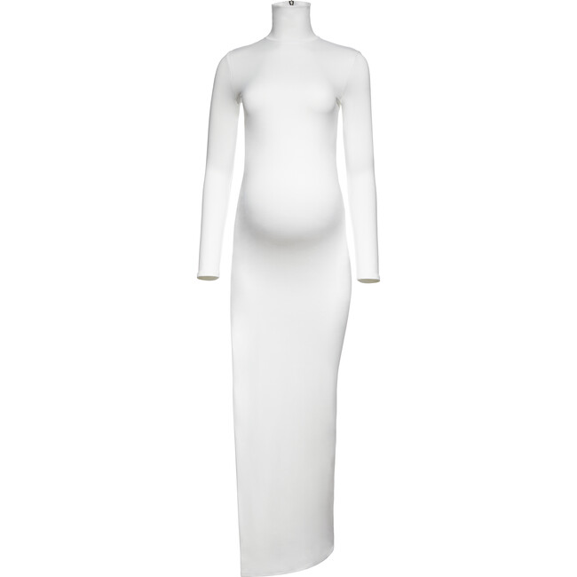 Women's Monica Turtleneck Long-Sleeve Leg-Slit Maternity Maxi Dress, Ivory - Dresses - 4