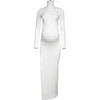 Women's Monica Turtleneck Long-Sleeve Leg-Slit Maternity Maxi Dress, Ivory - Dresses - 4