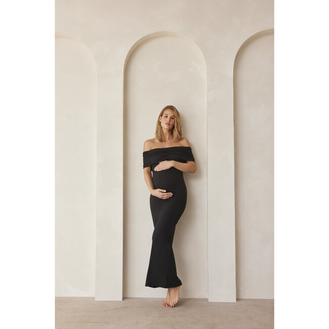 Women's Bianca Off-Shoulder Maternity Dress, Black - Dresses - 3