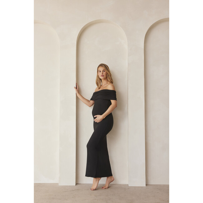 Women's Bianca Off-Shoulder Maternity Dress, Black - Dresses - 4