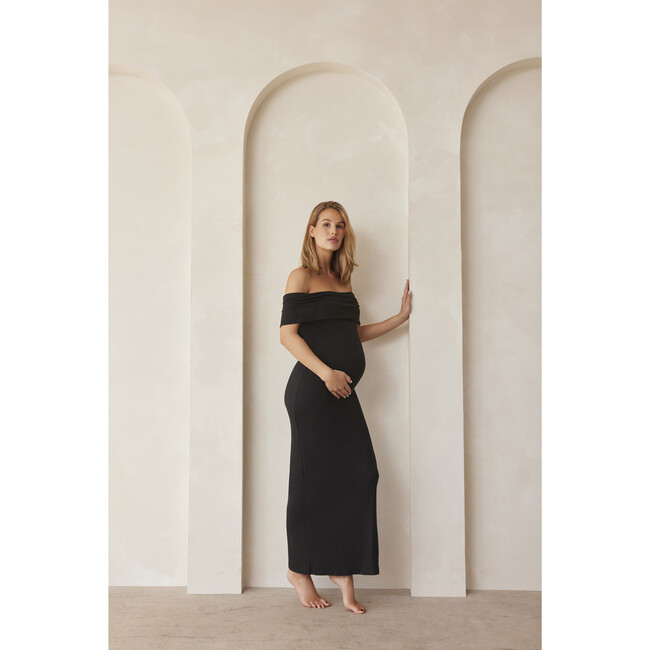 Women's Bianca Off-Shoulder Maternity Dress, Black - Dresses - 5