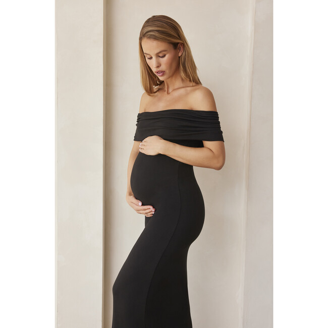 Women's Bianca Off-Shoulder Maternity Dress, Black - Dresses - 7
