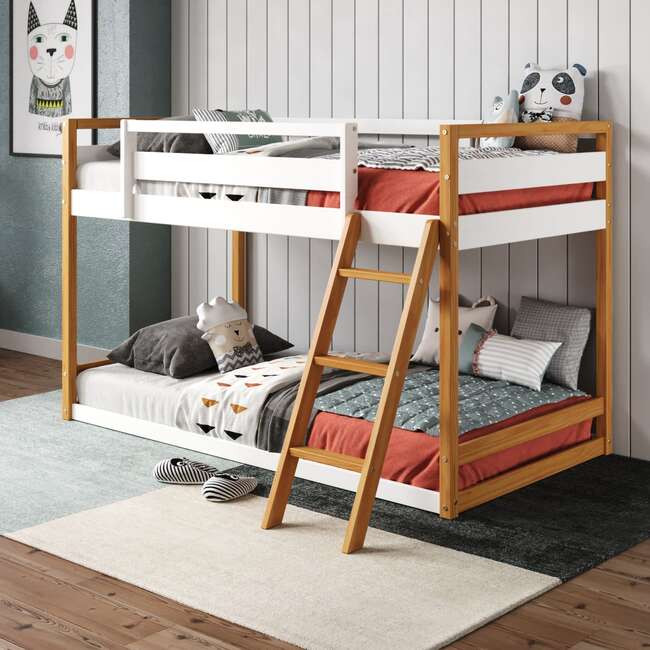 Quadra Bunk Bed - Twin, White & Natural - Beds - 2