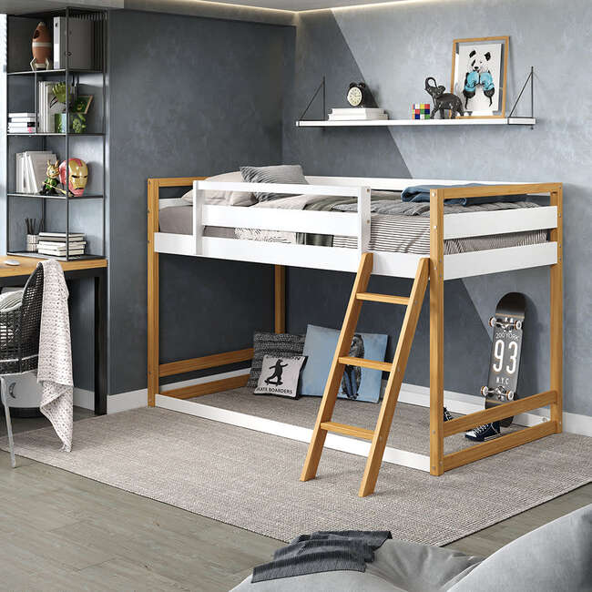 Quadra Bunk Bed - Twin, White & Natural - Beds - 4