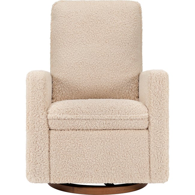 Cali Pillowback Shearling Swivel Glider, Chai & Dark Wood Base - Nursery Chairs - 4