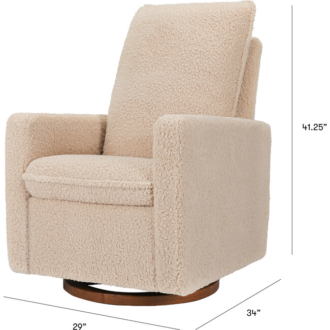 Cali Pillowback Shearling Swivel Glider, Chai & Dark Wood Base - Nursery Chairs - 8