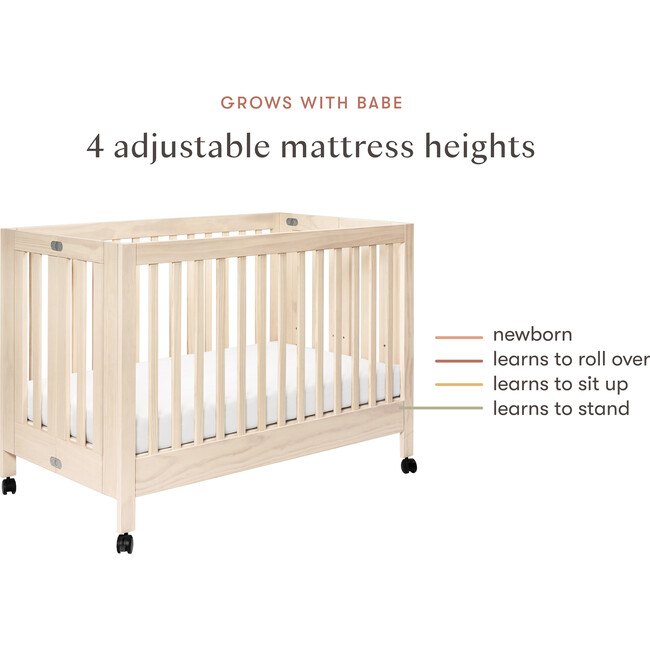 Maki Full-Size Portable Folding Crib with Toddler Bed Conversion Kit, Natural - Cribs - 6