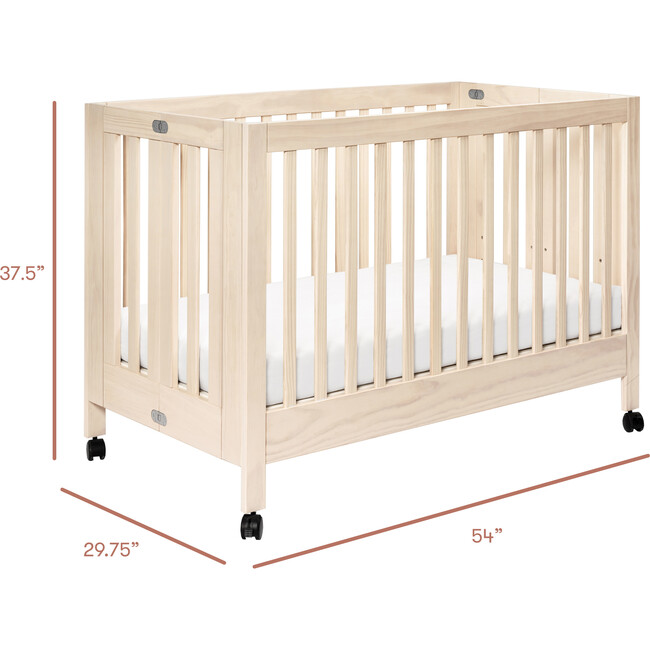 Maki Full-Size Portable Folding Crib with Toddler Bed Conversion Kit, Natural - Cribs - 11