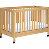 Maki Full-Size Portable Folding Crib With Toddler Bed Conversion Kit, Honey - Cribs - 1 - thumbnail