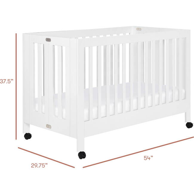 Maki Full-Size Portable Folding Crib with Toddler Bed Conversion Kit, White - Cribs - 11