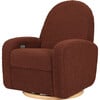 Nami Electronic & Swivel Glider Recliner With USB Port, Rouge Teddy Loop & Light Wood Base - Nursery Chairs - 1 - thumbnail