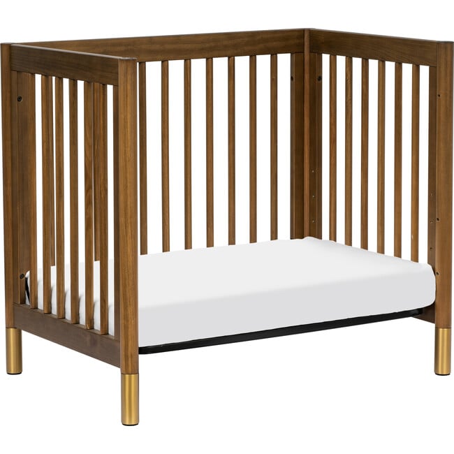 Gelato 4-in-1 Convertible Mini Crib, Natural Walnut & Gold Feet - Cribs - 9