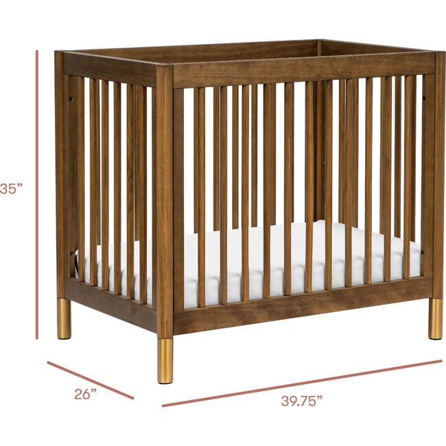 Gelato 4-in-1 Convertible Mini Crib, Natural Walnut & Gold Feet - Cribs - 11