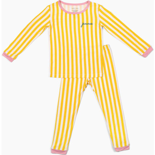 *Exclusive* Retro Stripe Kids Pajamas, Yellow Stripe