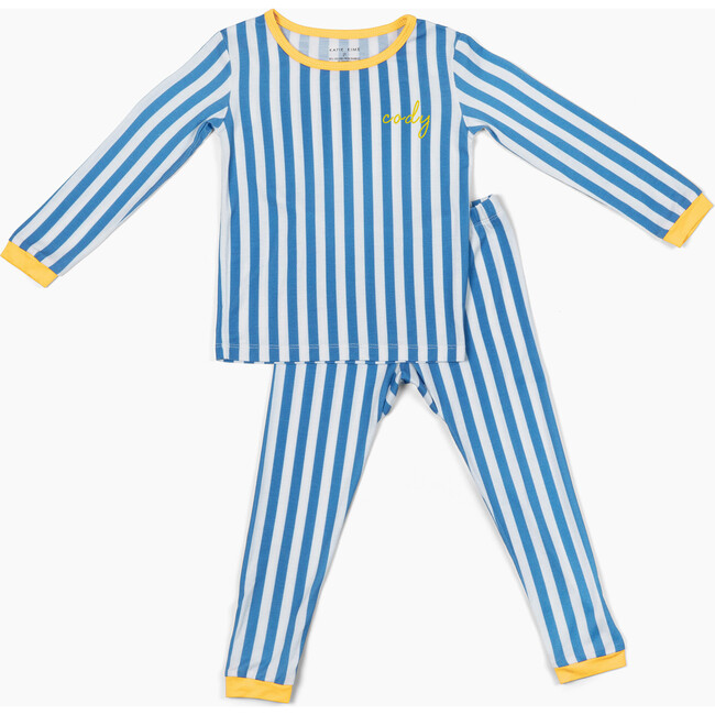 *Exclusive* Retro Stripe Kids Pajamas, Blue Stripe