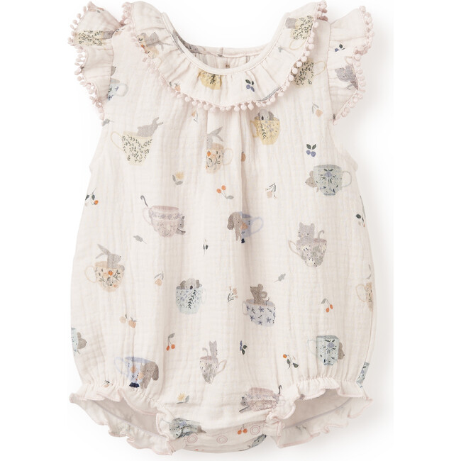 Tea Party Picnic Organic Muslin Lace Edge Bubble, Florals