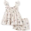 Tea Party Picnic Organic Muslin Smocked Dress & Bloomer Set, Florals - Bloomers - 1 - thumbnail