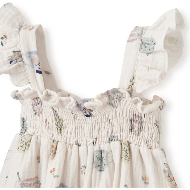 Tea Party Picnic Organic Muslin Smocked Dress & Bloomer Set, Florals - Bloomers - 2