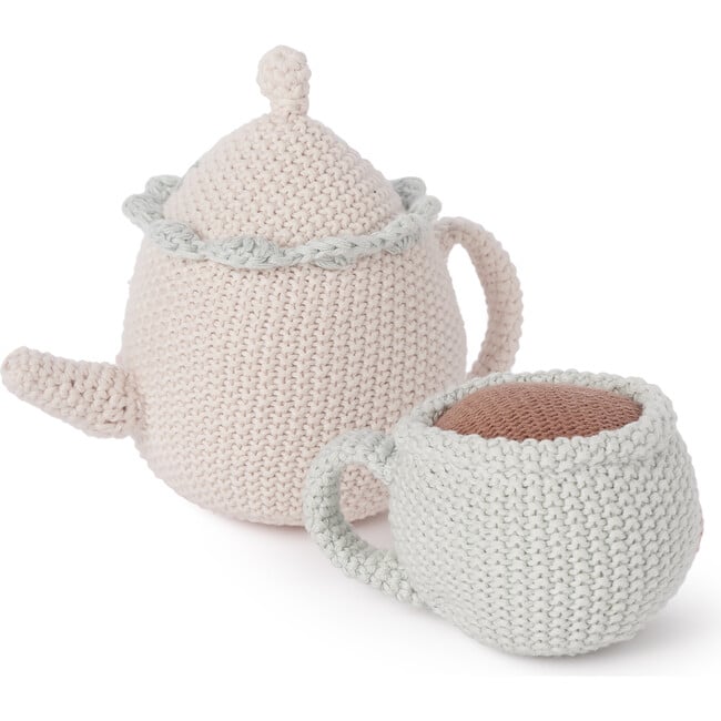 Tea Party Picnic Hand-Crochet Boxed Teapot & Teacup Rattles, Florals - Rattles - 2