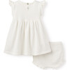 Tea Party Picnic Knit Hand-Embroidered Dress & Bloomer, Florals - Bloomers - 4