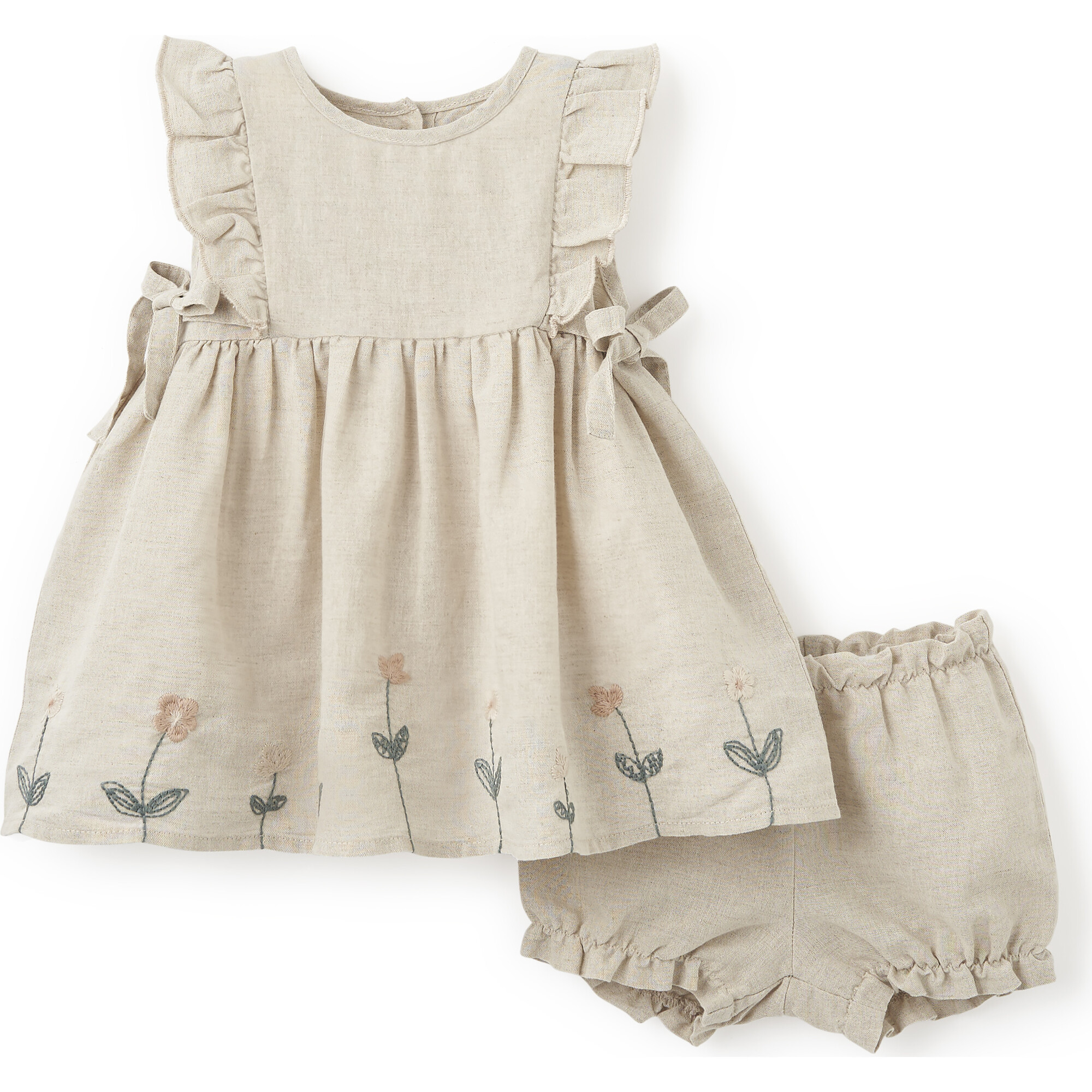 Tea Party Picnic Floral Embroidered Dress & Bloomer Set, Florals - Dresses - 1