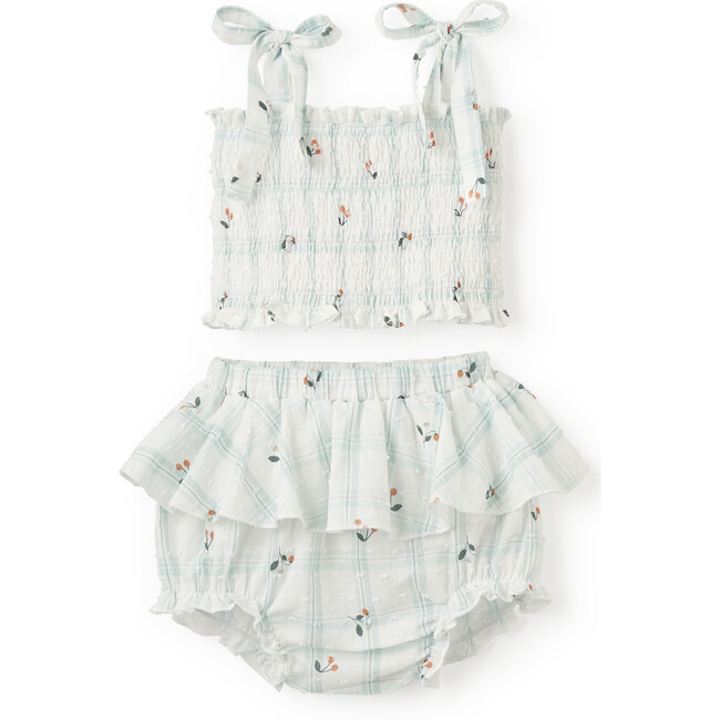 Strawberry Fields Swiss Dot Smocked Tube Top & Bloomer Set, Dots