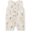 Seaside Safari Organic Muslin Sleeveless Shortall, Tan - Shorts - 1 - thumbnail