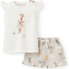 Seaside Safari Giraffe Knit Top & Muslin Short Set, Tan - Shorts - 1 - thumbnail