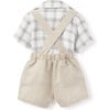 Spring Classics Plaid Muslin Shirt & Linen Suspender Shorts, Plaid - Shorts - 3