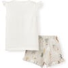 Seaside Safari Giraffe Knit Top & Muslin Short Set, Tan - Shorts - 3