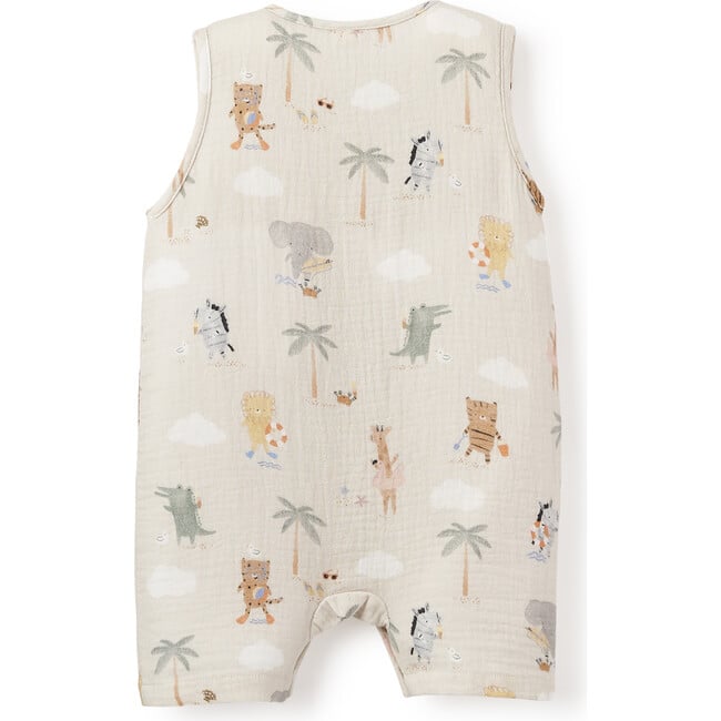 Seaside Safari Organic Muslin Sleeveless Shortall, Tan - Shorts - 3