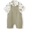 Pond Friends Organic Muslin Camp Shirt & Linen Overall Shorts, Green - Shorts - 1 - thumbnail