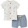 Ocean Adventure Muslin Short Set, Blue - Shorts - 1 - thumbnail