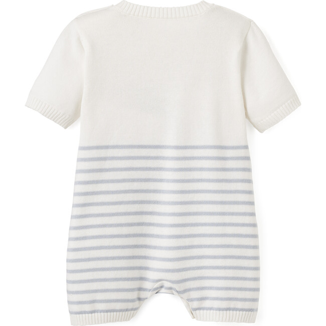 Ocean Adventure Whale Striped Shortall Knit, Blue
