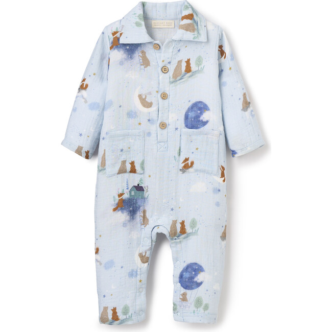 Magical Adventure Organic Muslin Jumpsuit, Blue