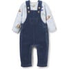 Magical Adventure Organic Muslin Top & Corduroy Overalls, Blue - Overalls - 1 - thumbnail